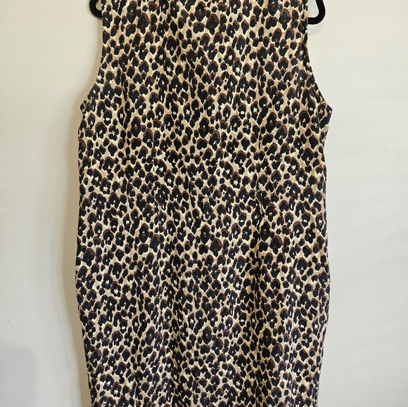 Halston 100% Silk Leapord Print Shirt Dress Womens Size 16 - Picture 5 of 12